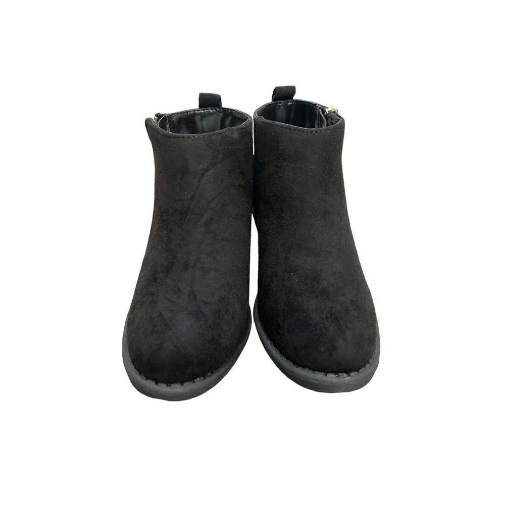 FABKIDS Girl's Glitter Low Cuban Heel Zip-Up Booties DB8 Black Size US: 12